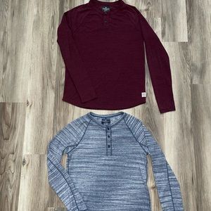 💙 (2) Men’s American Eagle Flex Long Sleeve Henley Shirts in XS